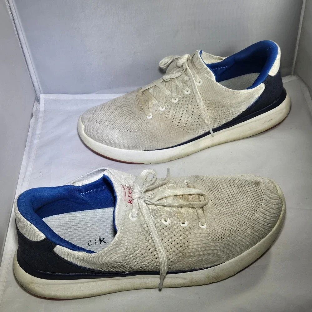 Kizik LIMA Shoes Women's Sz 12.5/ Men's 11 Wide Hands Free Liberty Blue White